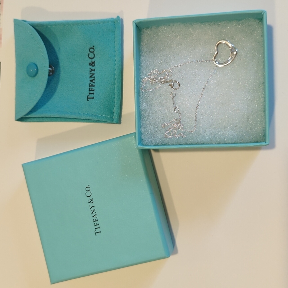 Tiffany Elsa Peretti Silver Open Heart Necklace